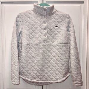 ✨ VINEYARD VINES ✨ Gray Quilted DreamCloth Shep Snap Up Whale Sweatshirt Size XS